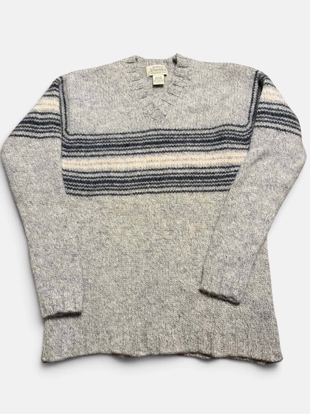 VINTAGE St. John’s Bay 100% Wool Striped Sweater Medium Hong Kong